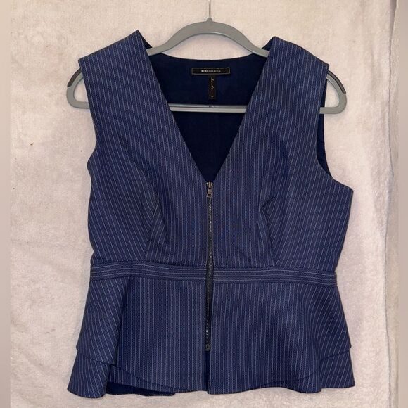 BCBG MAXAZRIA SIZE M women’s blouse top navy with zipper - Picture 1 of 6